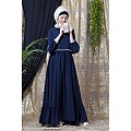 Bohemian frilled abaya- Navy Blue